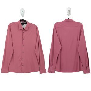 Ted Baker Men UK 7 US XXXL Rigby Pique Sport Shirt Pale Pink Knit Stretch FLAW